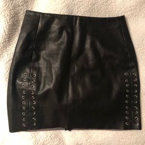 Faux Leather Black Mini Skirt with laces